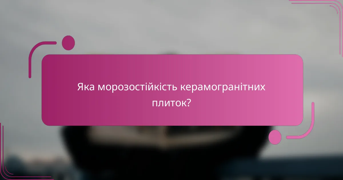 Яка морозостійкість керамогранітних плиток?
