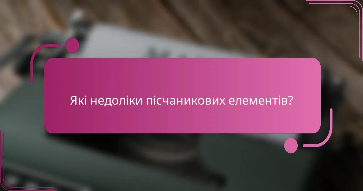Які недоліки пісчаникових елементів?
