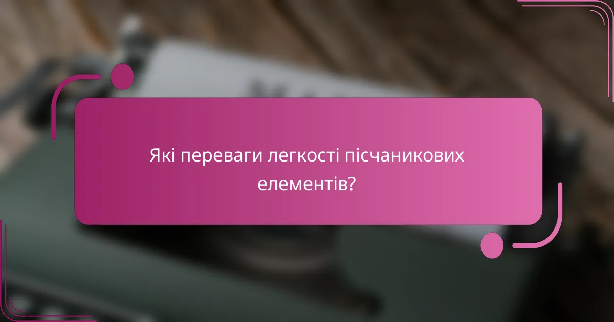 Які переваги легкості пісчаникових елементів?